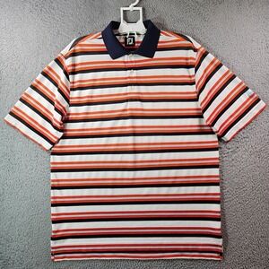 FJ Footjoy Polo Shirt Men Large Short Sleeve Multicolor Striped Golf Performance